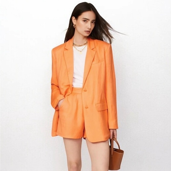🌻ASHLEY PARK x RTR Orange Long Line Linen Blazer Size XL | $295 Retail - Picture 2 of 12